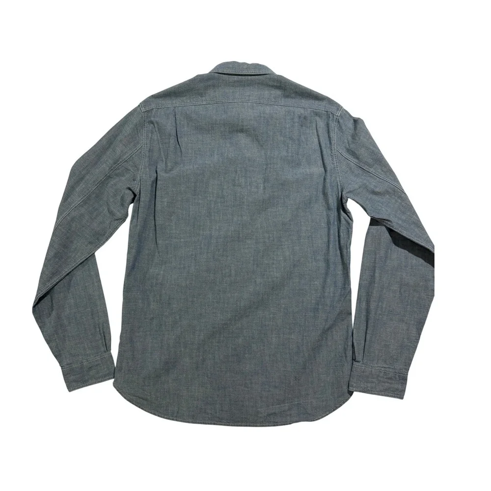 J.Crew Japanese Chambray Work Shirt Blue Slim Fit Button Front Men's S